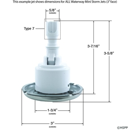 Waterway Mini Storm Spa Jet Measurement